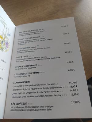 Speisekarte heiße Küche at Café Plan B Bürgerhaus Burghausen in Bayern