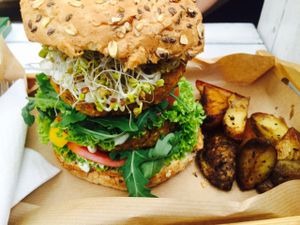 Carrot burger. Make that a double!  at Fit and Green in Warsaw