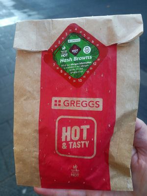 Hash Browns (Vegan). at Greggs in New York