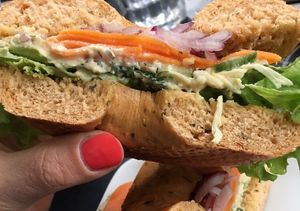 Laxx bagel with vegan salmon  at Blueorange Coffee and Bagel - Margaretenstrasse in Vienna