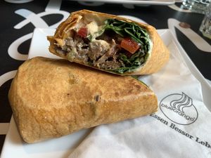 New on the block: BeeV Burrito - great filling with tasty sauces!  at Blueorange Coffee and Bagel - Margaretenstrasse in Vienna