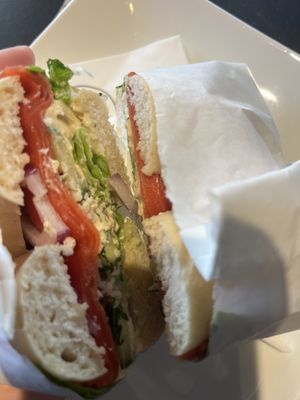 vegan salmon on a gluten free bagel  at Blueorange Coffee and Bagel - Margaretenstrasse in Vienna