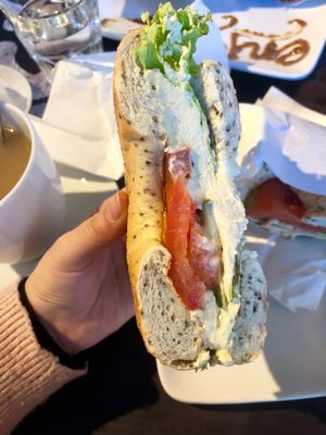 Hummus bagel  at Blueorange Coffee and Bagel - Margaretenstrasse in Vienna