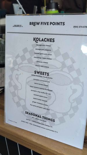 Specials menu (Oct 2025) at BREW Five Points in Jacksonville