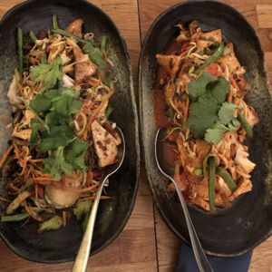 Tofu with spices and tofu with black beans and shiitake  at Helens Sushi in Stockholm