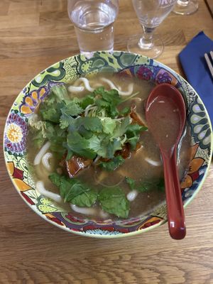 Udon noodles ramen with tofu  at Helens Sushi in Stockholm