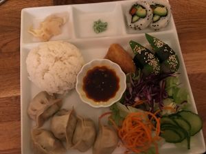 Mix of sushi and gyoza at Helens Sushi in Stockholm