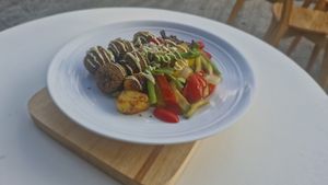 Falafel fiesta- falafel is perfrctly crispy on the out side.colourful mix of of veggies perfectly seasoned.rate superstar. at Bodhi Vegan Cafe & Restaurant in Phuket