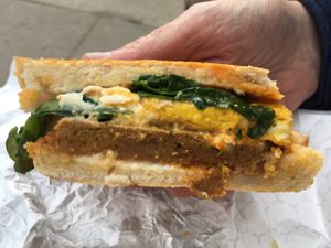 Breakfast sandwich extraordinaire  at The Herbivorous Butcher in Minneapolis