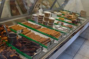 Overview of vegan meat case at The Herbivorous Butcher in Minneapolis