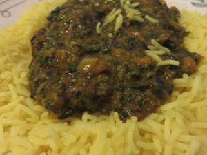 # 418: Palak Tarka (spinach, onions, garlic, tomatoes, coriander/cilantro, Indian spices) at Pizzeria-Restaurant Punjab in Saarbrucken