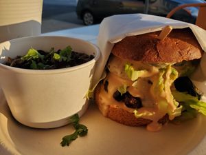 PowerMac veggie burger at Powerplant Superfood Cafe in Los Angeles