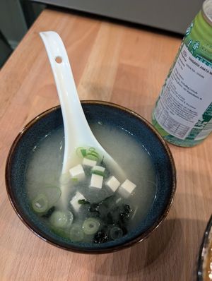 Miso soup at Raku in Edinburgh