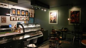 Restaurant interior featuring sushi bar at Happy Elephant Vegan in Long Beach