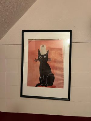 Bathroom has a delightful cat theme! at Casa da Mully in Lisbon