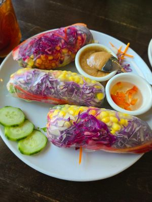 Rainbow rolls at Alice & Friends in Oak Park in Oak Park