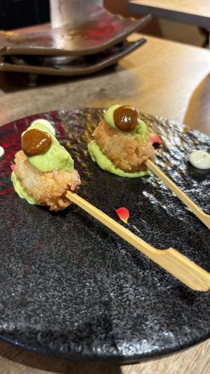 Fried rice skewers   at Nishiki Market Alley by MOON and BACK in Kyoto