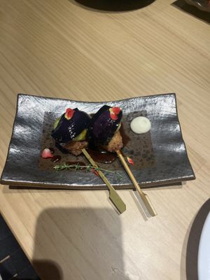 Eggplant and avocado crispy sushi  at Nishiki Market Alley by MOON and BACK in Kyoto