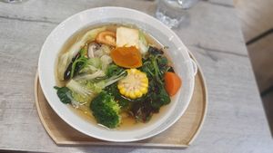 Veggie soup with noodles at 納涼三說蔬苑坊~板橋店 in New Taipei City