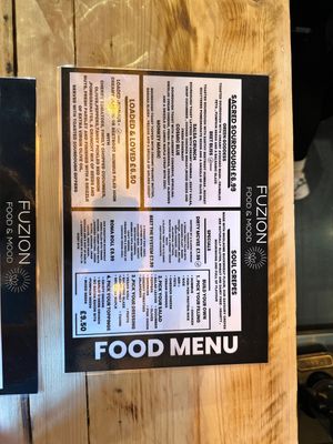 Lots of vegan options   at FUZION FOOD & MOOD in England