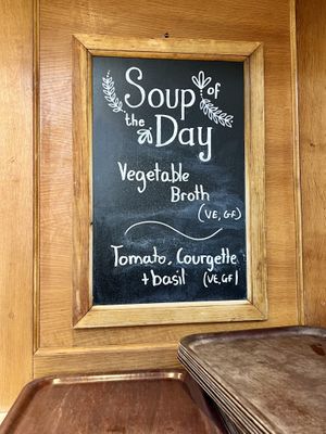 Vegan soups of the day   at Cawdor Castle Cafe in Nairn