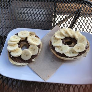 Nutella and banana on toasted bagel at The Surfinista Cafe in Cocoa Beach