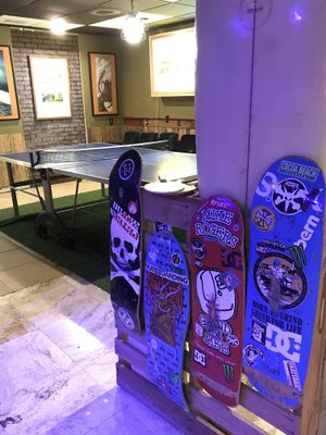 Ping pong table in the back! at The Surfinista Cafe in Cocoa Beach