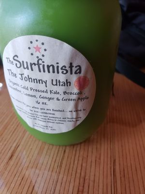 cold pressed juice at the Surfinista. at The Surfinista Cafe in Cocoa Beach