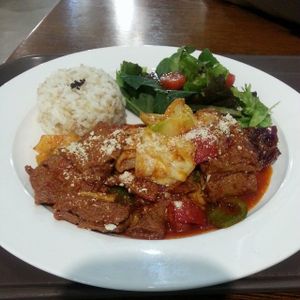 'Cruelty Free Beef & Rice' - It's spicy but delicious. at Coexistence Vegan Cafe in Seoul