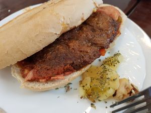 Serranito de seitan and bacon at Vegan Rock in Sevilla