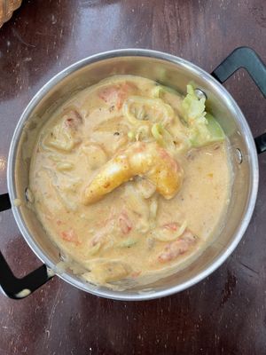 Gambas no gambas con curry at Vegan Rock in Sevilla