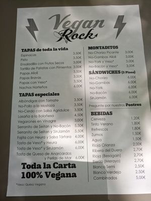 Carta at Vegan Rock in Sevilla