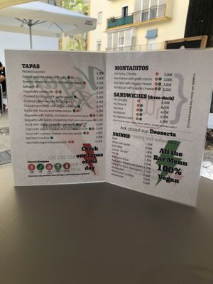 Menu 15th October  at Vegan Rock in Sevilla