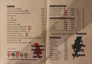 Menu1 at Vegan Rock in Sevilla