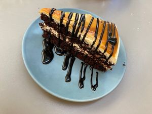 Caramel chocolate cake  at Vegan Rock in Sevilla