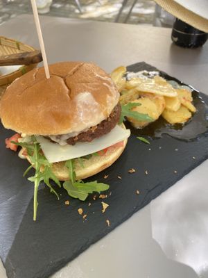 Heura burger  at Vegan Rock in Sevilla