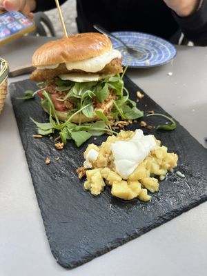 “No fish” burger in brioche   at Vegan Rock in Sevilla