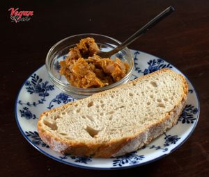 Vegan toast of "pringá" (typical of seville) at Vegan Rock in Sevilla
