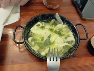 Vegarones, tortilla de patatas, ensaladilla y chicharrones at Vegan Rock in Sevilla
