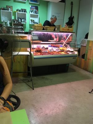 Food case at Vegan Rock in Sevilla