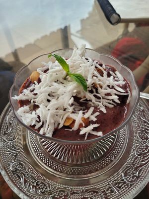 açai dessert at Dawn on the Amazon Cafe in Iquitos