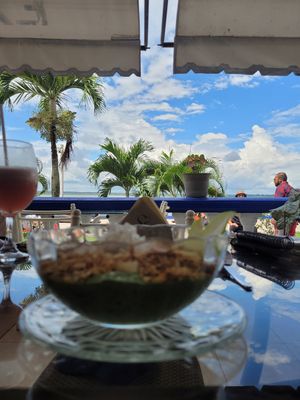 amazing breakfast  view at Dawn on the Amazon Cafe in Iquitos