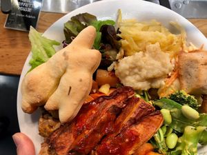 vegan dinner with bunny bread at Tibits - Gurtengasse in Bern