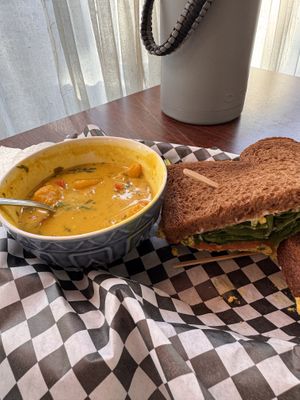 Butternut soup and eggless sandwichh  at Get Fresh Cafe in Lancaster