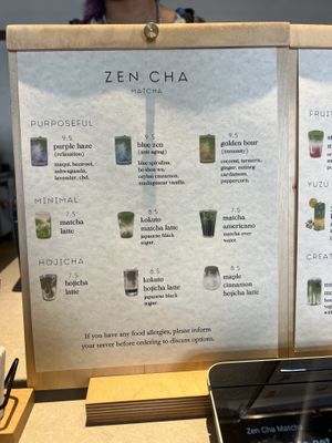 Menu!  at Zen Cha Matcha in Darien
