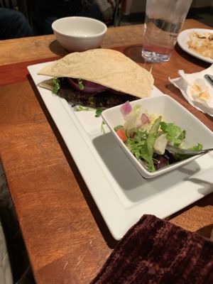 black bean pocket a wee spicy but amazing flavor! super messy to hold & eat  at Pita Jungle - Dana Park in Mesa