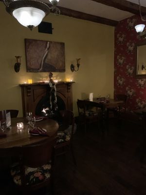 A fire place is always an enchanting touch. at Vidya's Veggie Gourmet in Thornton