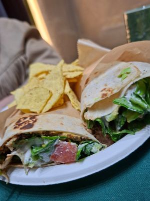 Burrito at Sacred Garden Plant Based Deli in Rhodes