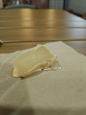 Cracker with "cheese" at Sacred Garden Plant Based Deli in Rhodes