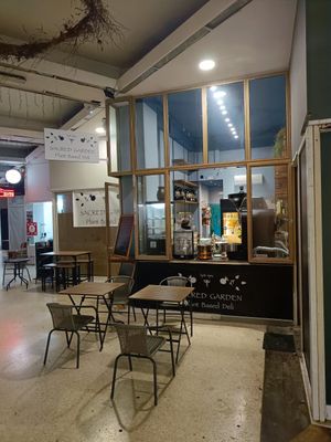 Front of store at Sacred Garden Plant Based Deli in Rhodes